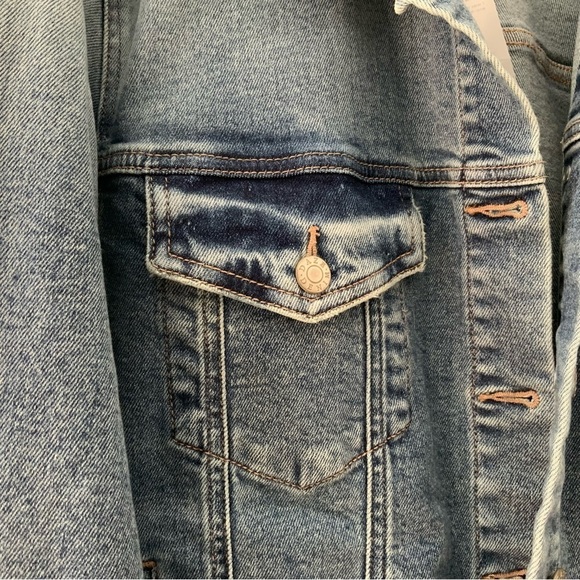 Free People Blue Distressed Jean Jacket - Picture 2 of 14